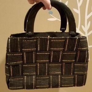 M. & G. Bertini Black & Gold Woven handbag